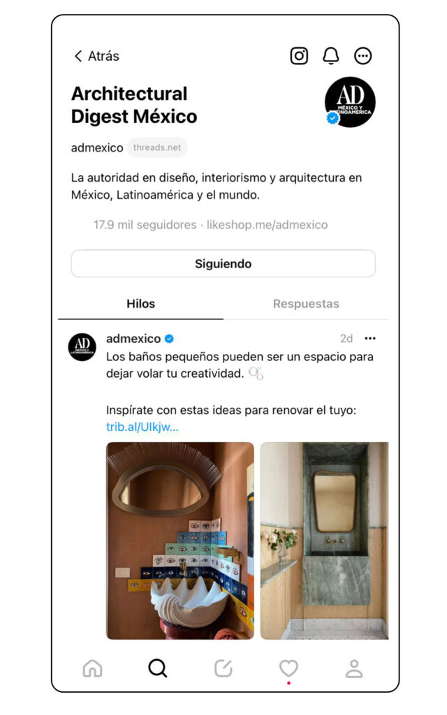 Cuentas de Threads para Diseñadores y Arquitectos | AD México