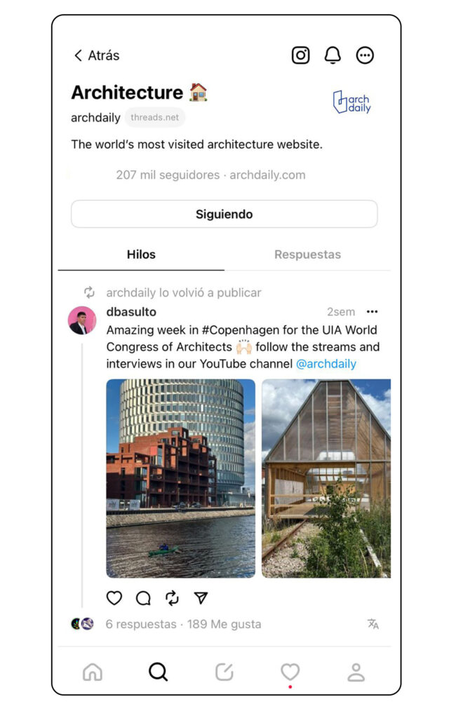 Cuentas de Threads para Diseñadores y Arquitectos | Archdaily
