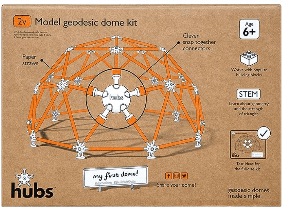 Kit de construcción de cúpula geodésica Hubs